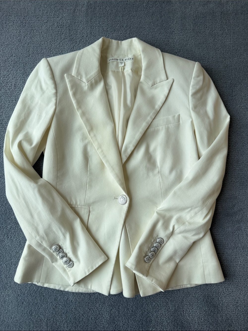 Veronica Beard Cream Single-Button Tailored Blazer
